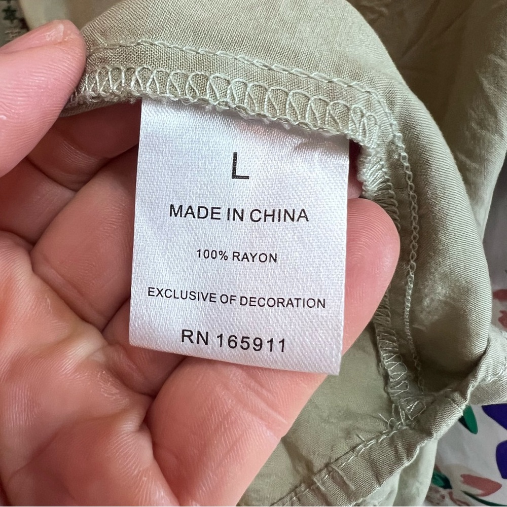 GRACE + KARMA Sage Green Embroidered Blouse, L - Picture 12 of 12